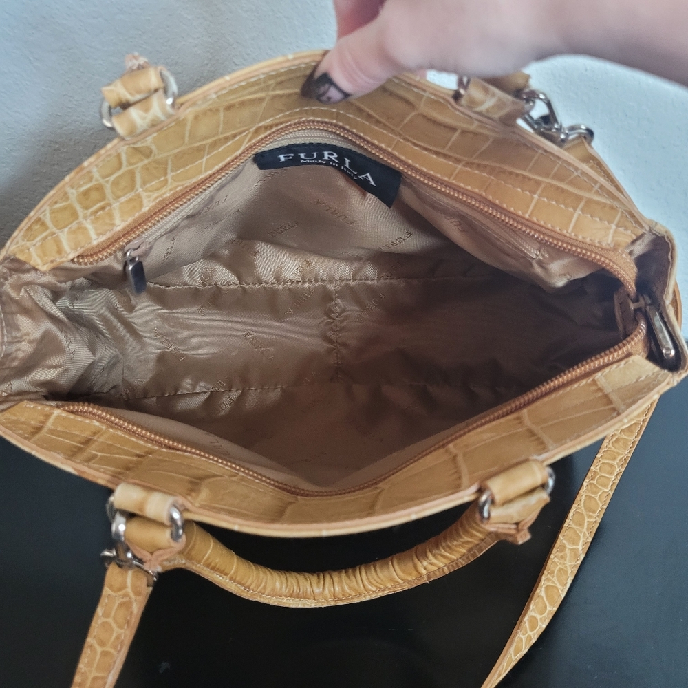 Furla Croc Satchel genuine leather made In Italy - Picture 12 of 16